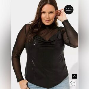 Torrid Black Liquid Shine Cowl Cami Size 3